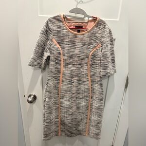 Connected Apparel Size 12 Sheath Dress Gray Blush Trim Career Work